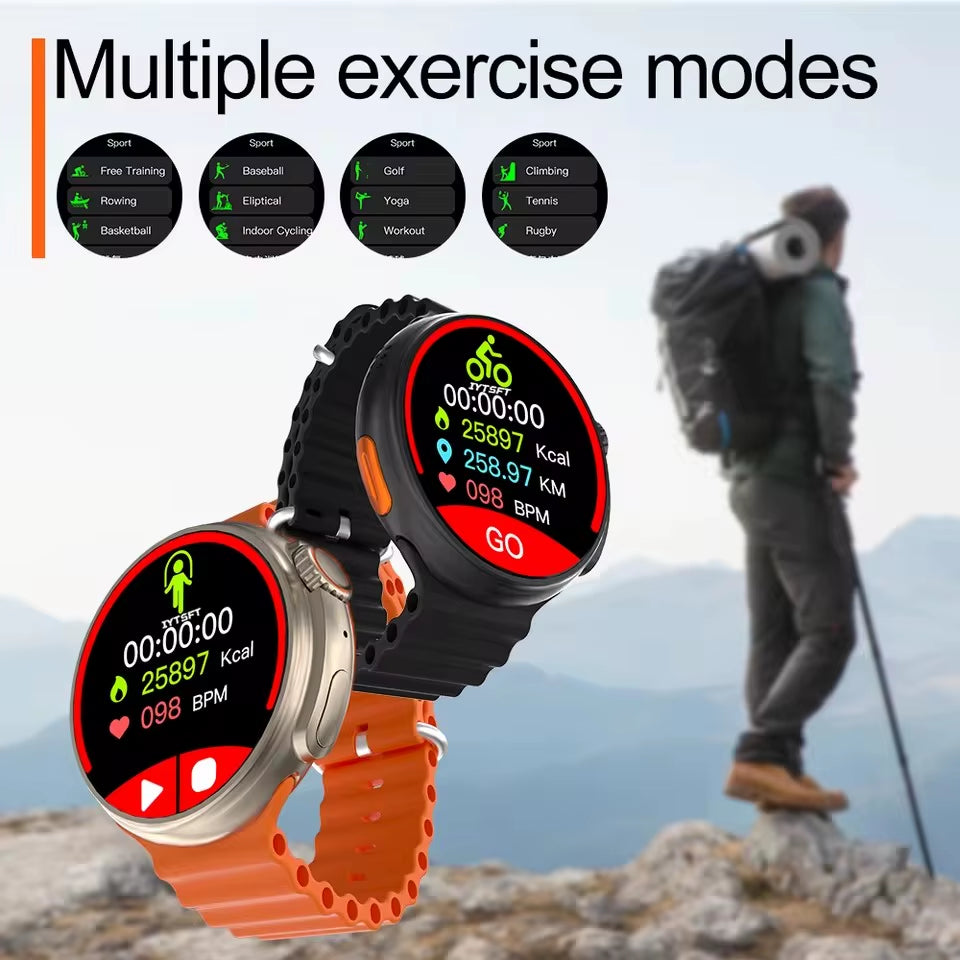 2025 Ultra 9 Smartwatch for Men with GPS, Bluetooth Calling, Health Monitoring, and Wireless Charging for Android and iOS