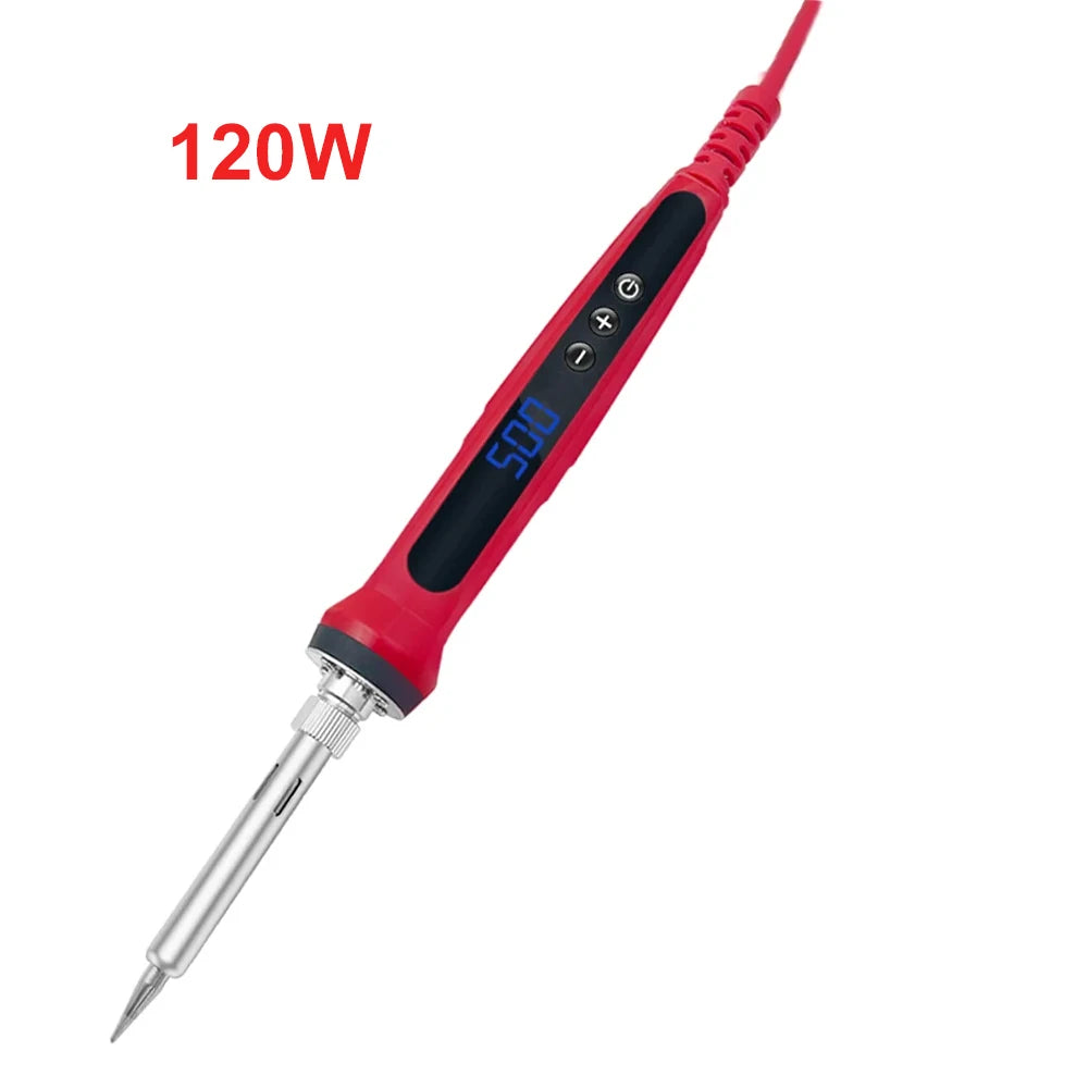 80W Soldering Iron Kit Adjustable Temperature LCD Solder Welding Tools Ceramic Heater Soldering Tips Tweezers Soldering Wire