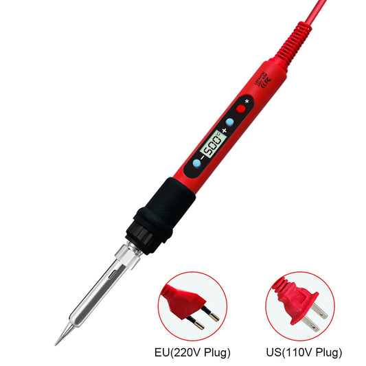 80W Soldering Iron Kit Adjustable Temperature LCD Solder Welding Tools Ceramic Heater Soldering Tips Tweezers Soldering Wire